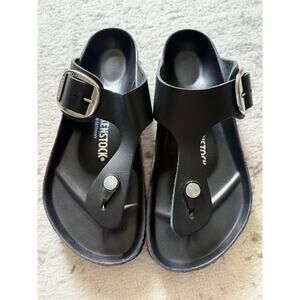 Birkenstock Gizeh Big Buckle Black Leather NWOT Size 39